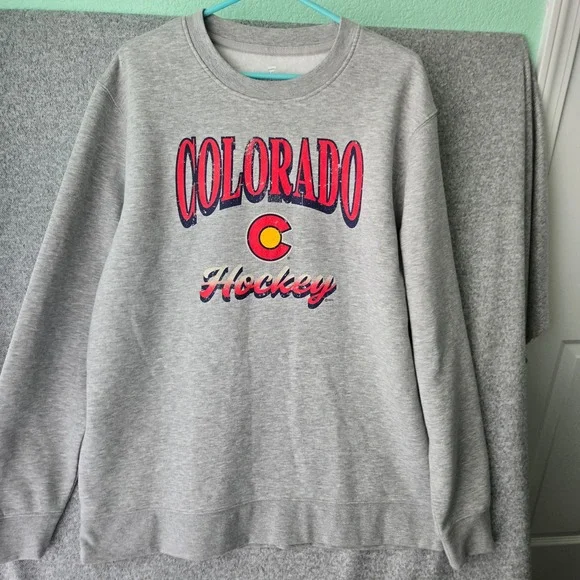 Fanatics Colorado Hockey Sweatshirt Mens XL Heather Grey Pullover - Picture 4 of 8